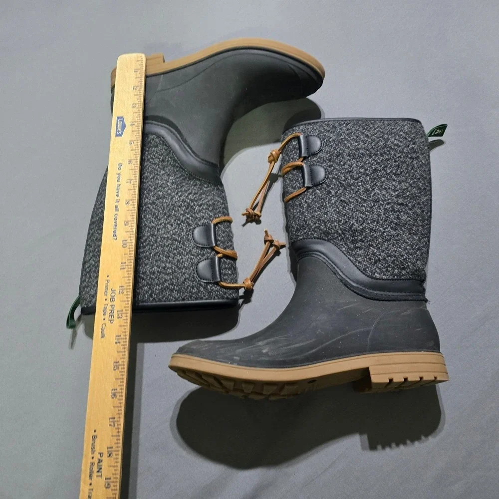 Kamik Abigail Winter Rain Boots Women 9 Black Gray Waterproof Flannel Lined